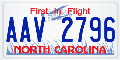 NC license plate AAV2796