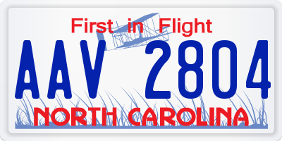NC license plate AAV2804