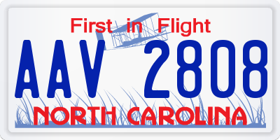 NC license plate AAV2808