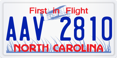 NC license plate AAV2810