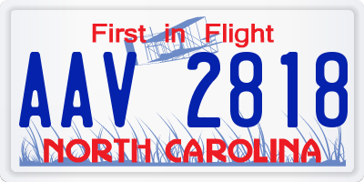 NC license plate AAV2818
