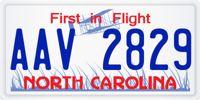 NC license plate AAV2829