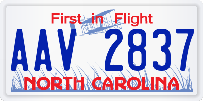 NC license plate AAV2837