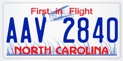 NC license plate AAV2840