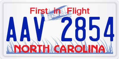 NC license plate AAV2854