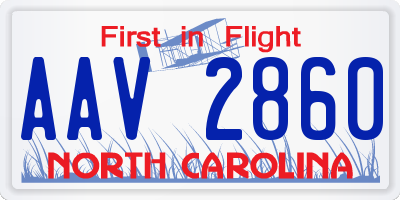 NC license plate AAV2860