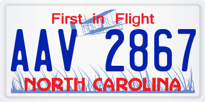 NC license plate AAV2867