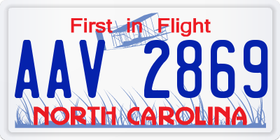 NC license plate AAV2869