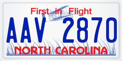 NC license plate AAV2870