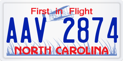 NC license plate AAV2874