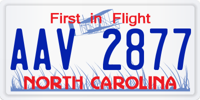 NC license plate AAV2877