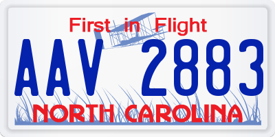 NC license plate AAV2883