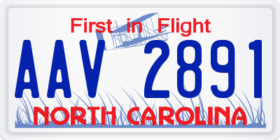 NC license plate AAV2891