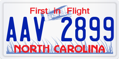 NC license plate AAV2899