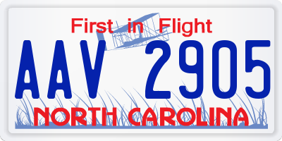 NC license plate AAV2905