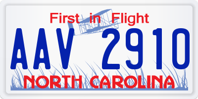 NC license plate AAV2910