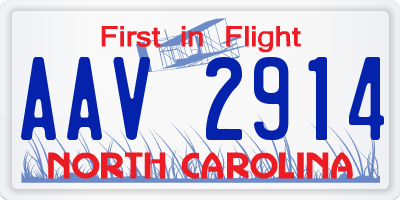 NC license plate AAV2914