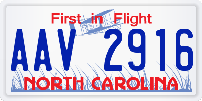 NC license plate AAV2916
