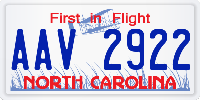 NC license plate AAV2922