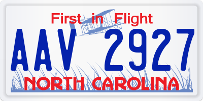 NC license plate AAV2927