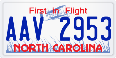 NC license plate AAV2953