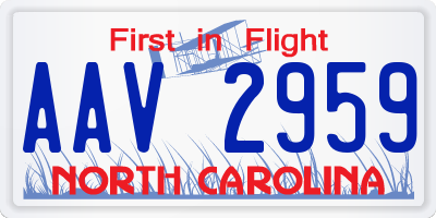 NC license plate AAV2959