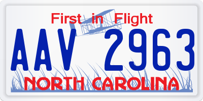 NC license plate AAV2963