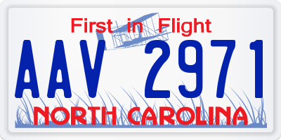NC license plate AAV2971