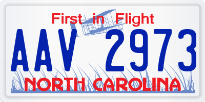 NC license plate AAV2973