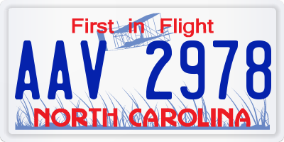 NC license plate AAV2978