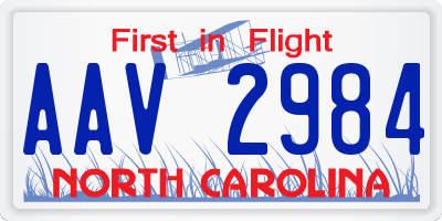 NC license plate AAV2984