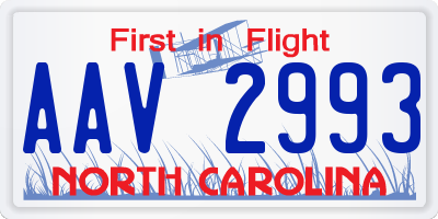 NC license plate AAV2993
