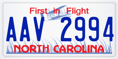 NC license plate AAV2994