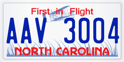 NC license plate AAV3004