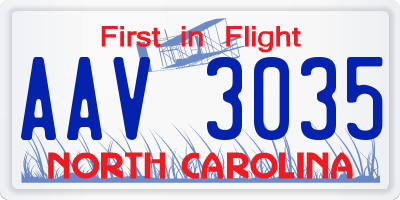 NC license plate AAV3035