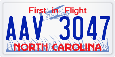 NC license plate AAV3047