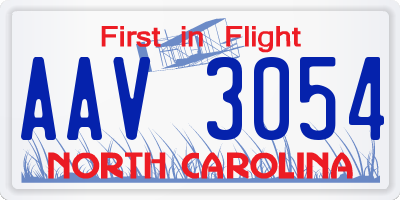 NC license plate AAV3054