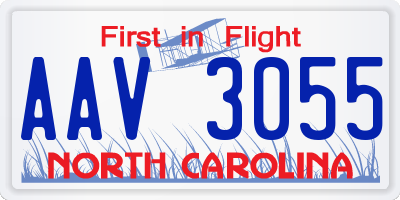 NC license plate AAV3055