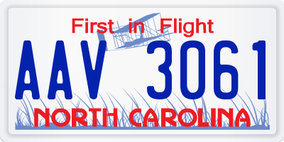 NC license plate AAV3061