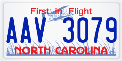NC license plate AAV3079