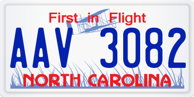 NC license plate AAV3082