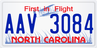 NC license plate AAV3084
