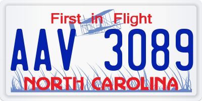 NC license plate AAV3089