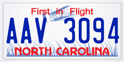 NC license plate AAV3094