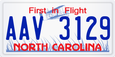 NC license plate AAV3129