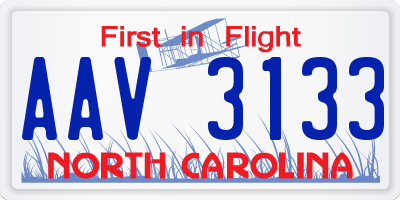 NC license plate AAV3133