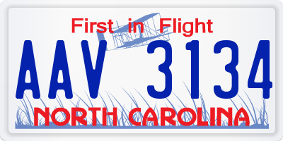 NC license plate AAV3134
