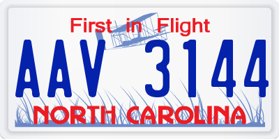 NC license plate AAV3144