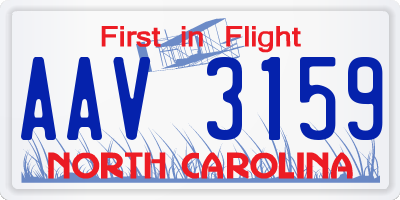 NC license plate AAV3159