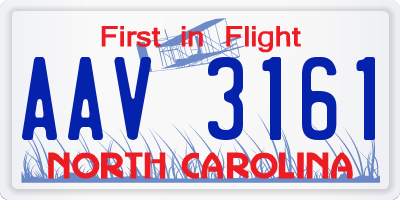 NC license plate AAV3161